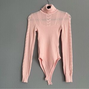 Pink Knit Turtleneck Bodysuit
